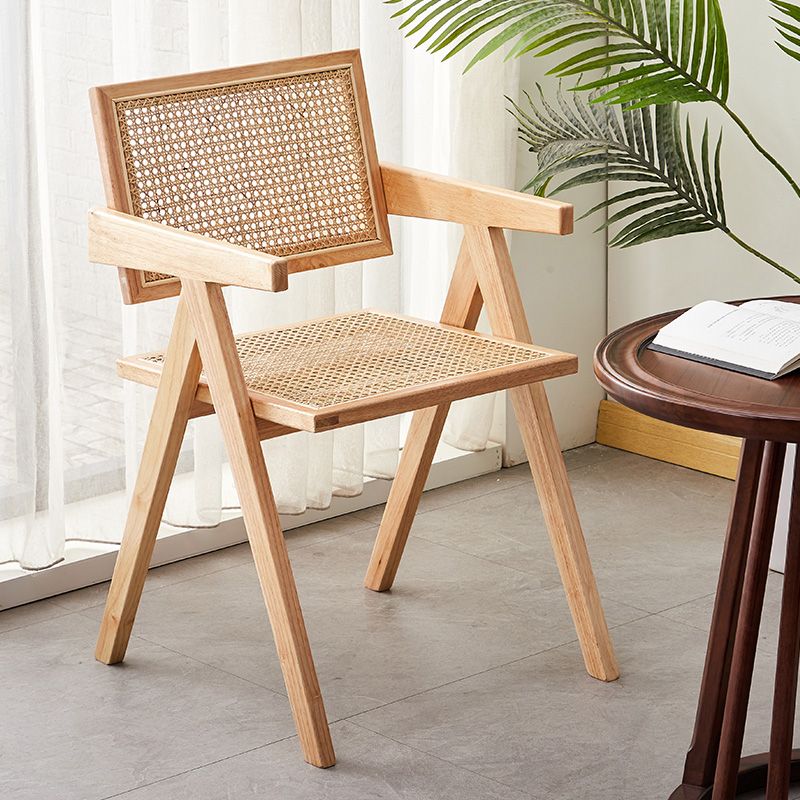 Contemporary Open Back Kitchen Dining Arm Chair Solid Wood Dining Arm Chair