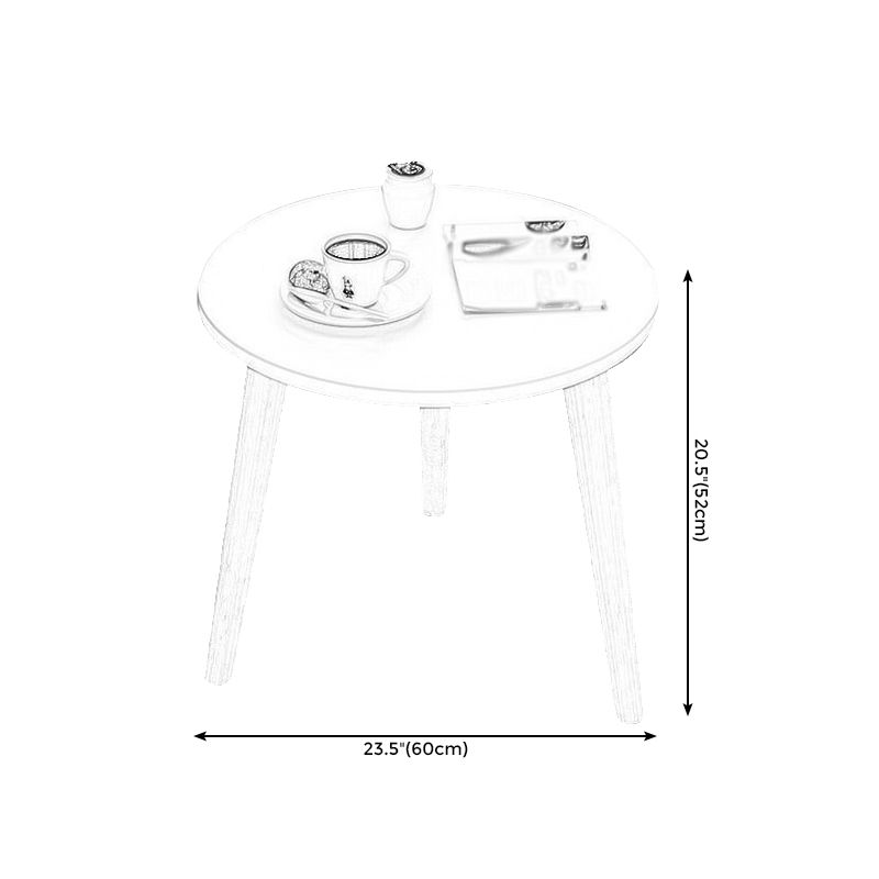 3 Legs End Table Wood White/Natural Round Side Table for Living Room