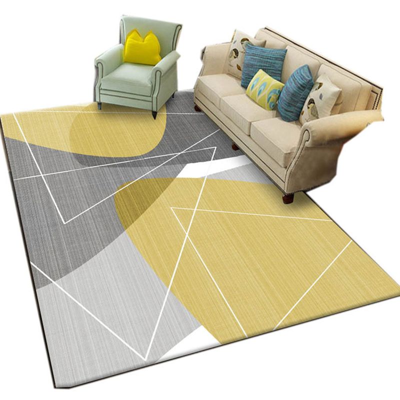 Modern Geo Pattern Rug Multi Colored Cotton Blend Area Carpet Non-Slip Pet Friendly Indoor Rug for Parlor