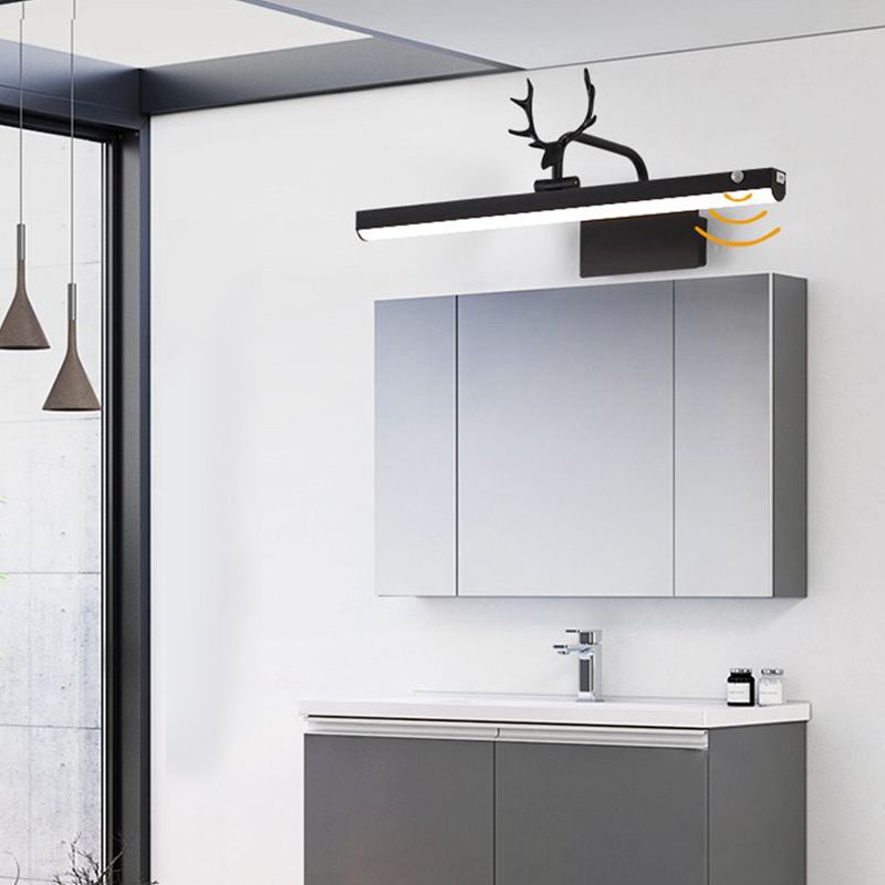 Metall Linear Wandleuchte moderne 1-Lichtspiegel Wandhalterung Licht in Schwarz