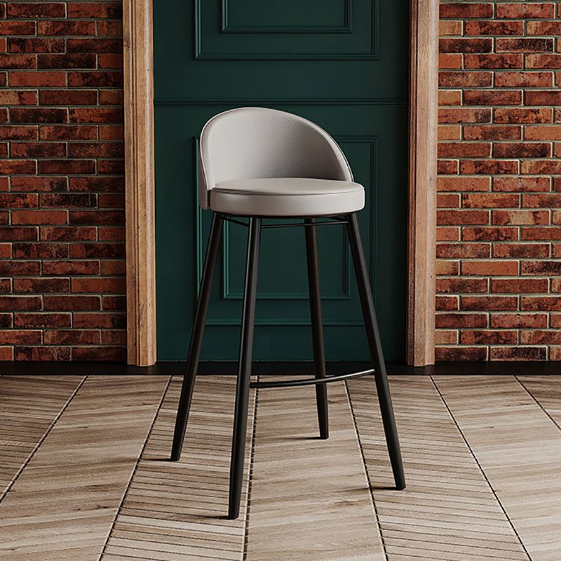 Modern Milk Tea Shop Low Back Stool Matte Finish Leather Barstool