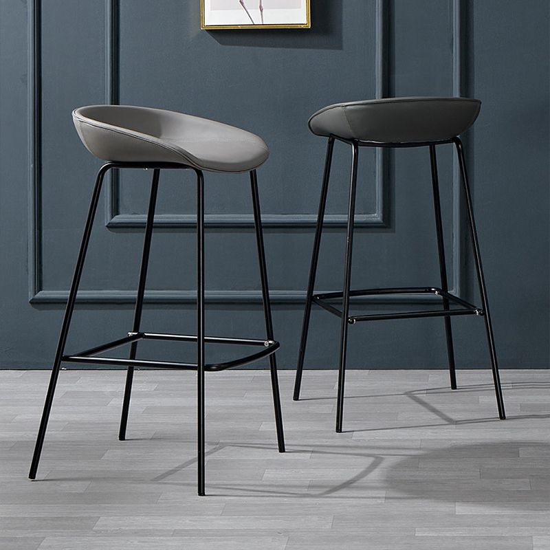 Contemporary Faux Leather Counter Stool Counter Height Bar Stool with Footrest