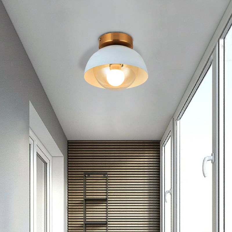 White/Pink/Yellow/Coffee Flush Mount Ceiling Light with Shade Modern Metal and Glass 1 Head Corridor Ceiling Light Fixture