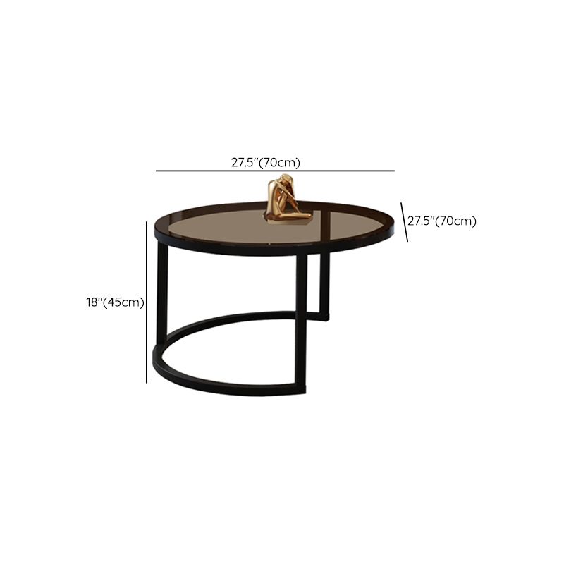 Modern 2 Nesting Coffee Table Set 31.5" W Glass & Wood Cocktail Table with Storage