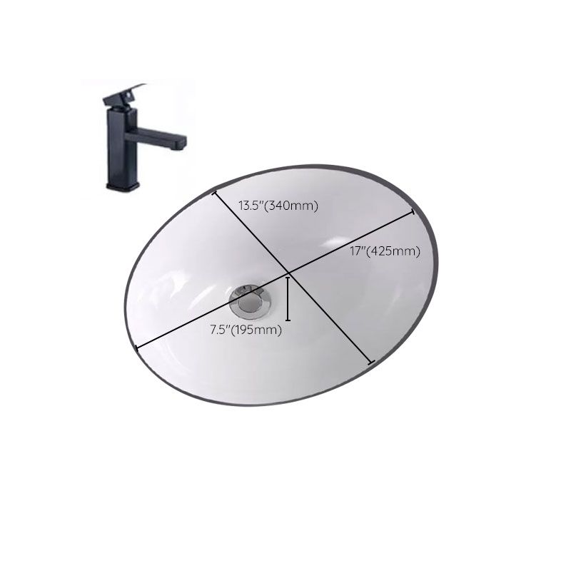 Traditional Undermount Vanity Sink Porcelain Rectangular with Pop-Up Drain Vessel Sink