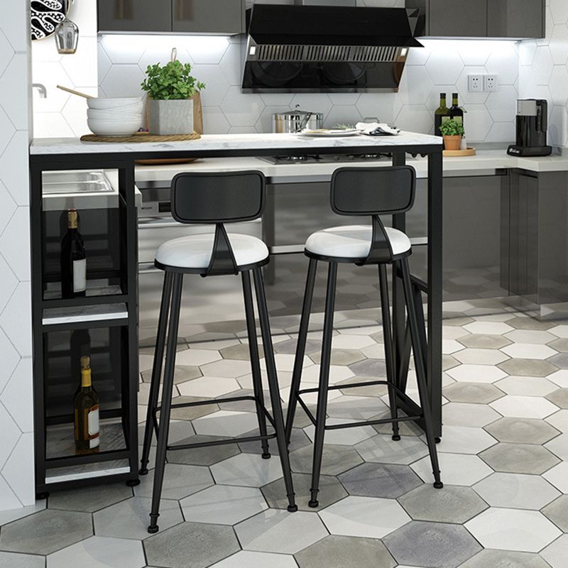 Faux Marble Top Bar Height Table Glam Style Bistro Table with 2 Shelves