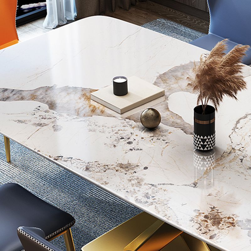 Glam Dining Set 1/2/5/7 Pcs Gold Sintered Stone Top Table with Wingback Side Chairs