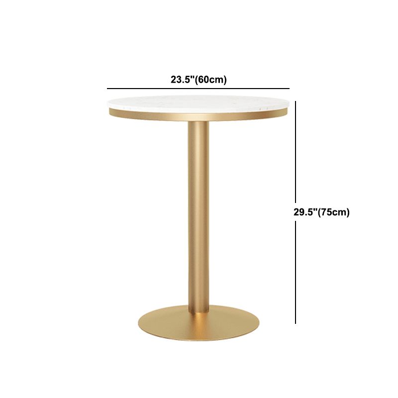 Metal Traditional Luxury Round Table White Stone Top Table with Pedestal Base