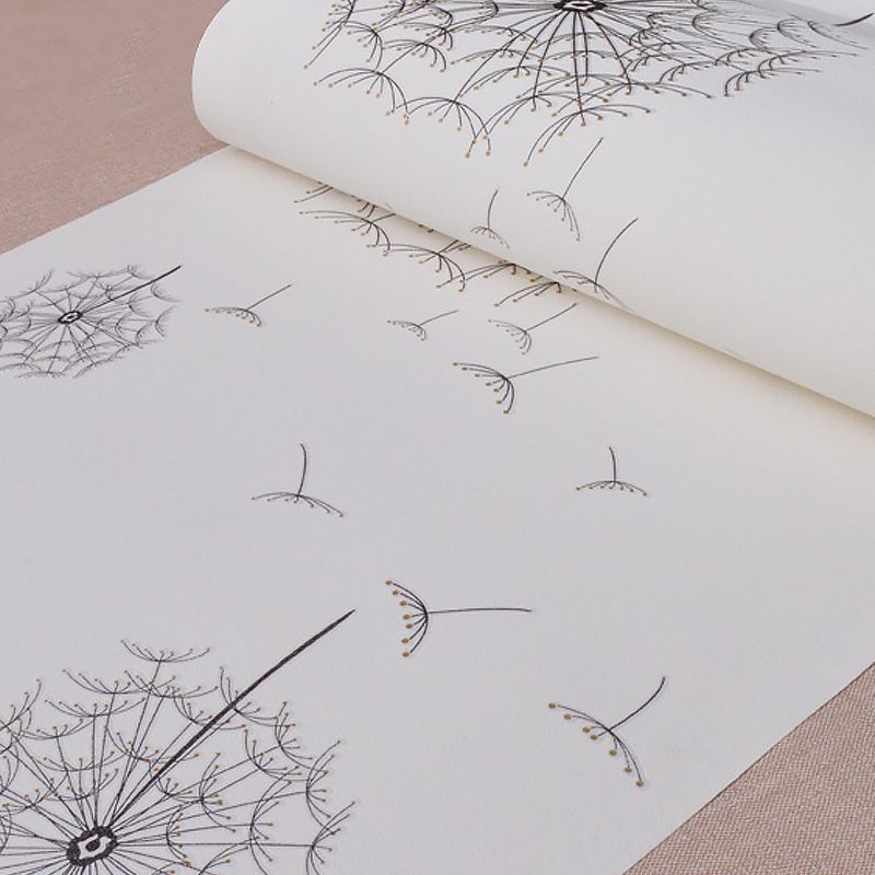 Light Color Dandelion Wallpaper Floral Print Rural Washable Wall Covering for Accent Wall