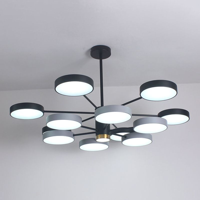 Round Shape Chandelier Modern Macaroon Iron Down Lighting Pendant for Living Room