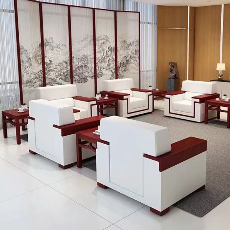 Weißes zeitgenössisches Quadratarm Standard -Sofa für Wohnzimmer, Bonusraum