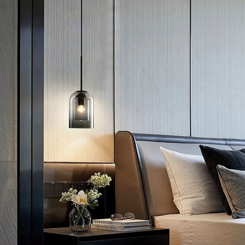 Double Glass Indoor Pendant Light in Modern Creative Style Wrought Iron Hanging Lamp