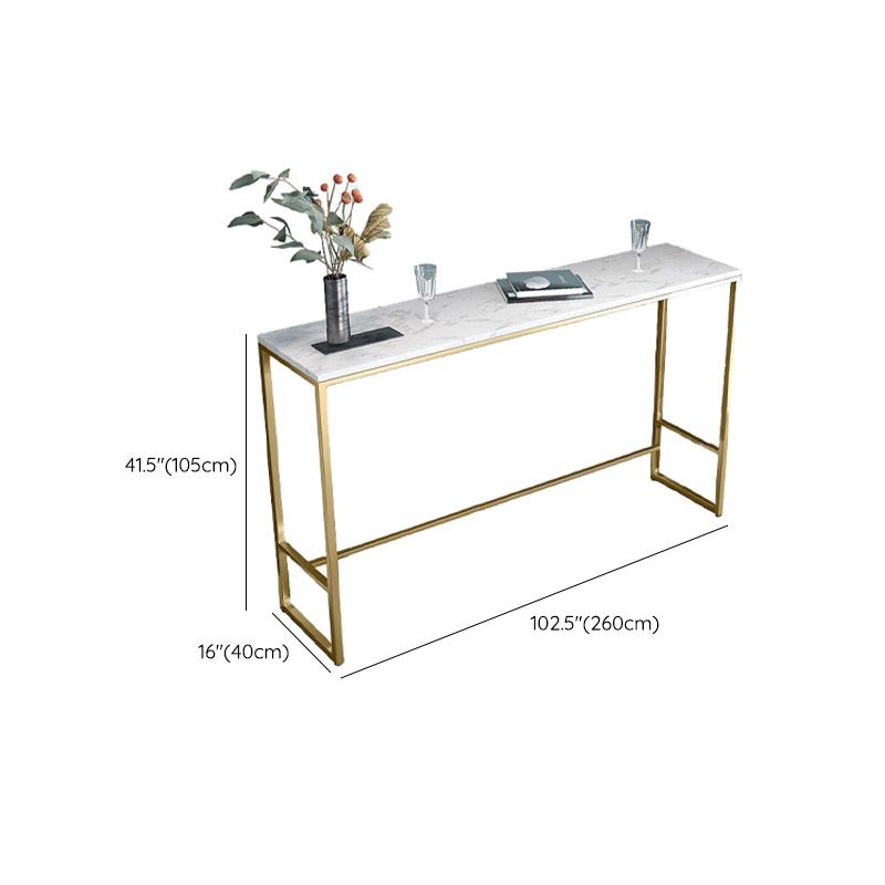 Glam Style Bar Table Faux Marble Top Bistro Table with Gold Base