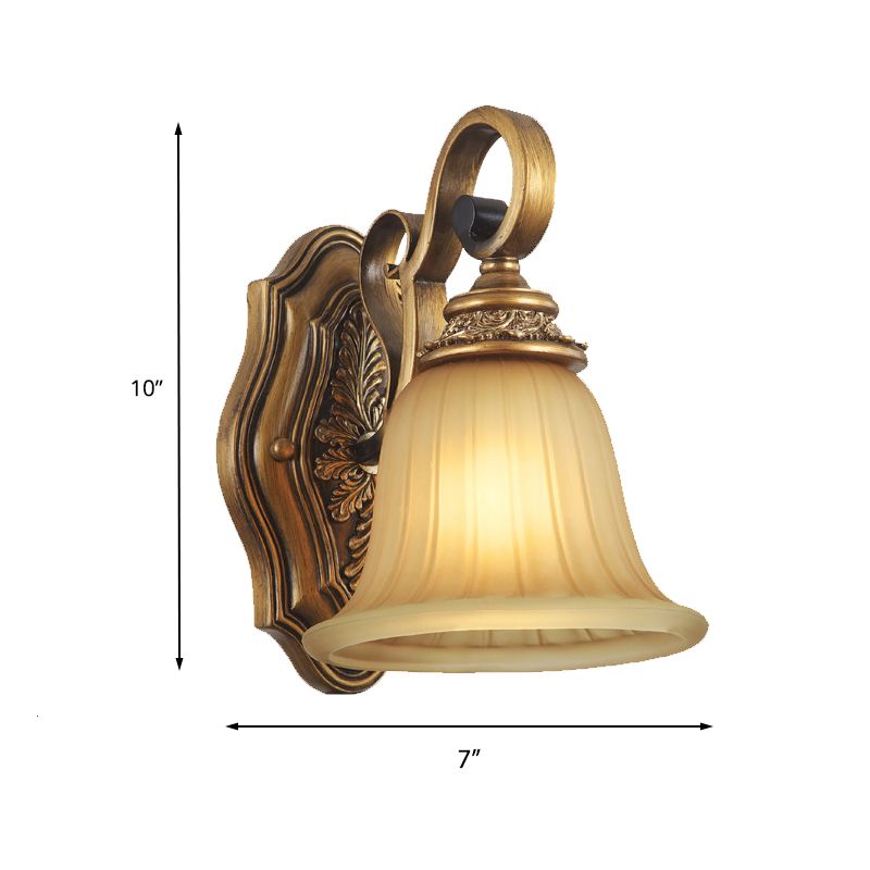 Prismatic Glass Gold Wall Sconce Bell Shade 1-Light Traditional Sconce Light for Foyer