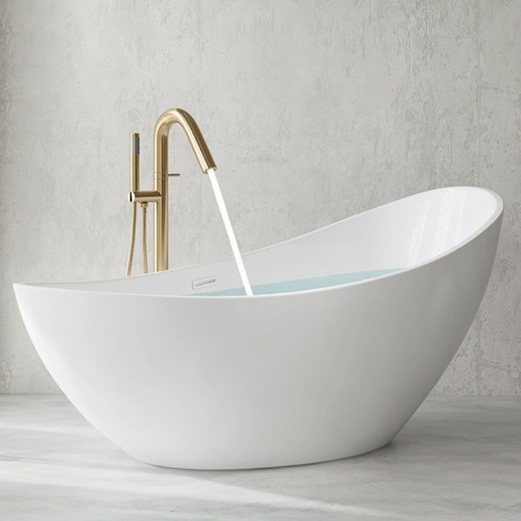Oval Flat Bottom Soaking Bathtub Antique Finish Modern Bathtub (Board not Included)