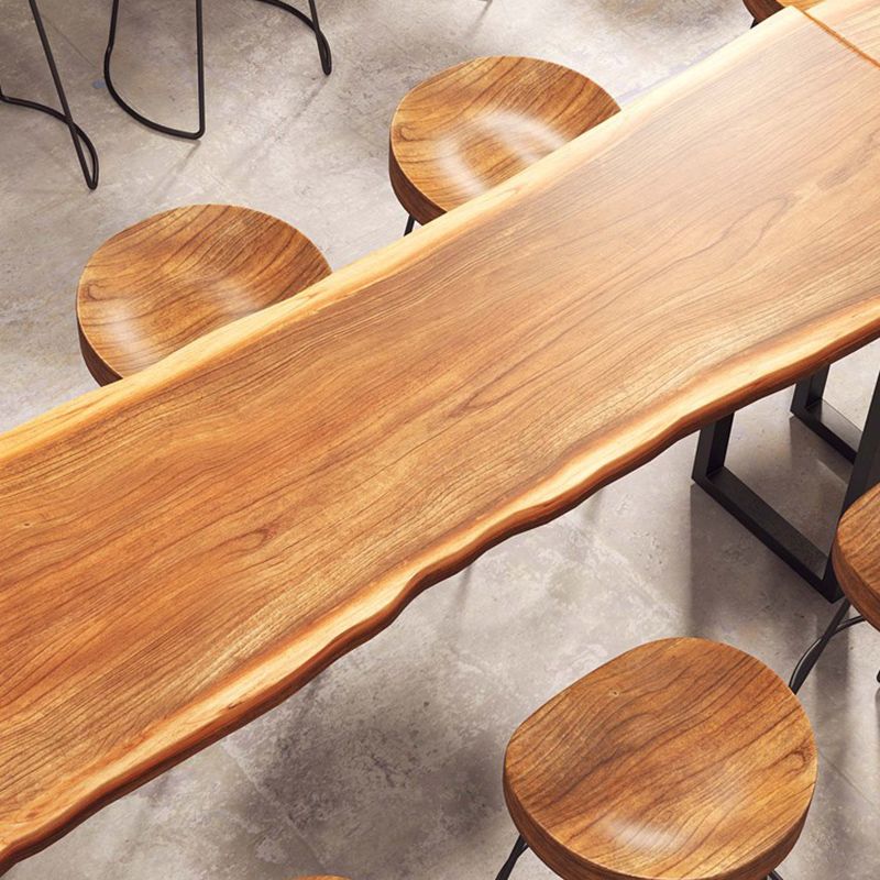 Industrial Rectangle Bar Table Solid Wood Bistro Bar Desk with Sled Base