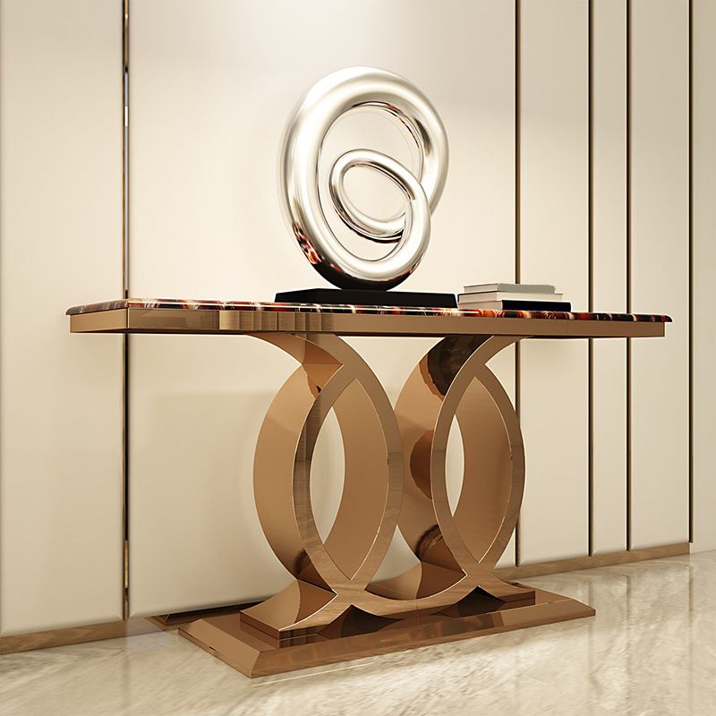 Glam Marble Console Table Rectangle 16" W Accent Table for Hall