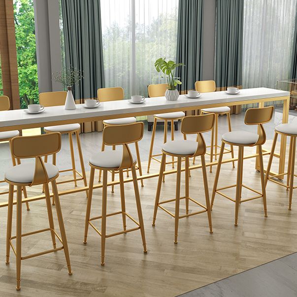 White Cushion Bar Stool Contemporary Barstool with Metal Legs