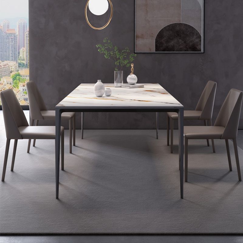 Metal Base Rectangle Dining Table Sintered Stone Table with 4 Legs