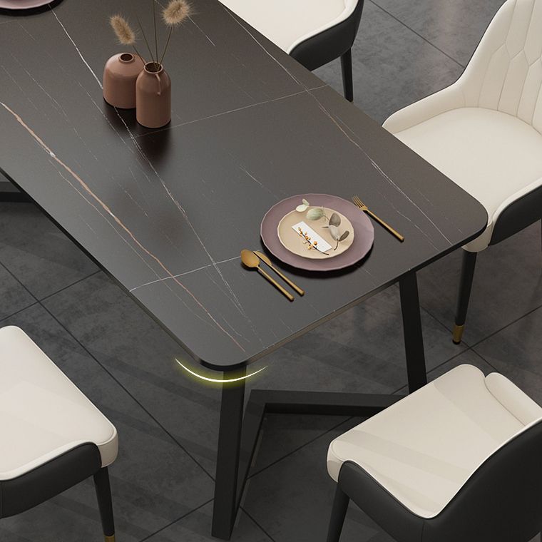 Modern Stone Rectangle Dining Table 1/2/5/7 Pieces Dining Set for Kitchen