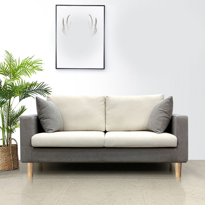 Contemporary Fabric Stationary Square Arm Loveseat with Loose Back