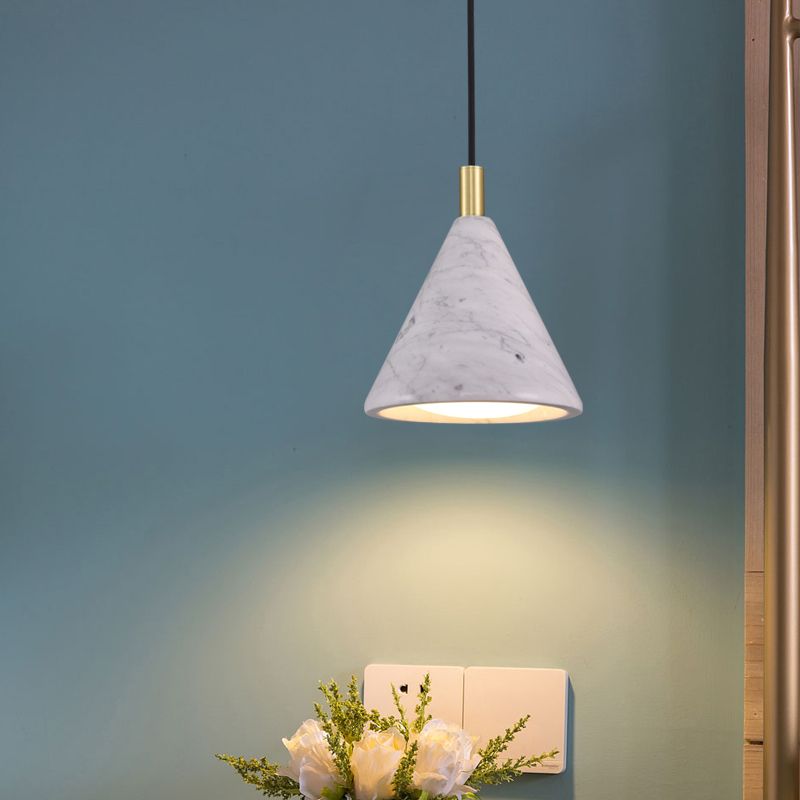 Cone Pendant Lighting Moderniste Ciment 1 Head White White LED Plafond Lampe Suspension pour le chevet