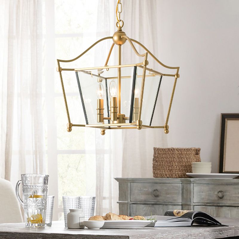 4 Lights Metal Hanging Chandelier Traditional Gold Candle-Style Dining Room Pendant Light Fixture