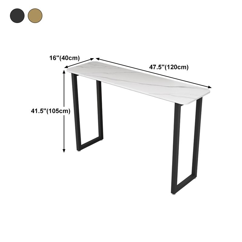 Modern Style Bar Table 42-inch Height Stone Top and Metal Pedestal Bistro Table
