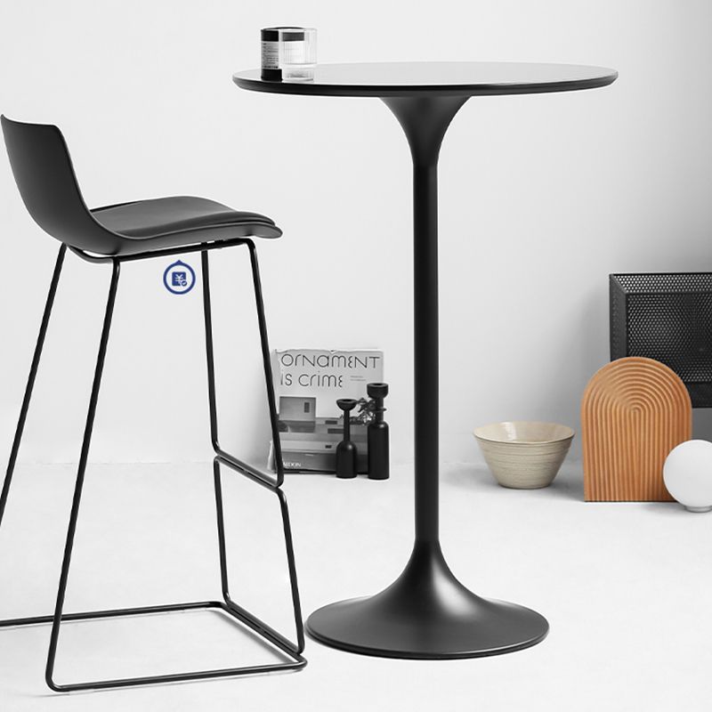 Contemporary Round Bar Height Table Metal Pedestal Bar Table for Cafe and Breakroom