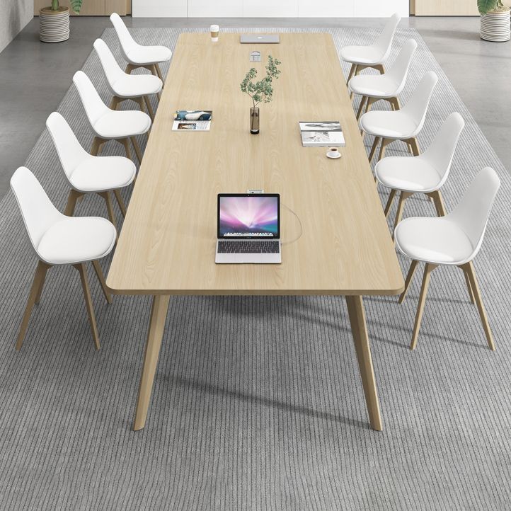 Mesa rectangular contemporánea de madera maciza, mesa superior de madera con 4 patas