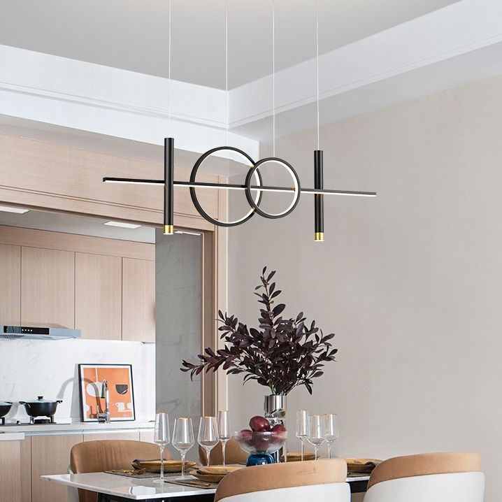 Modern Creative Linear Linear Led Light Light Iron Iron Spendant Light con ombra acrilica