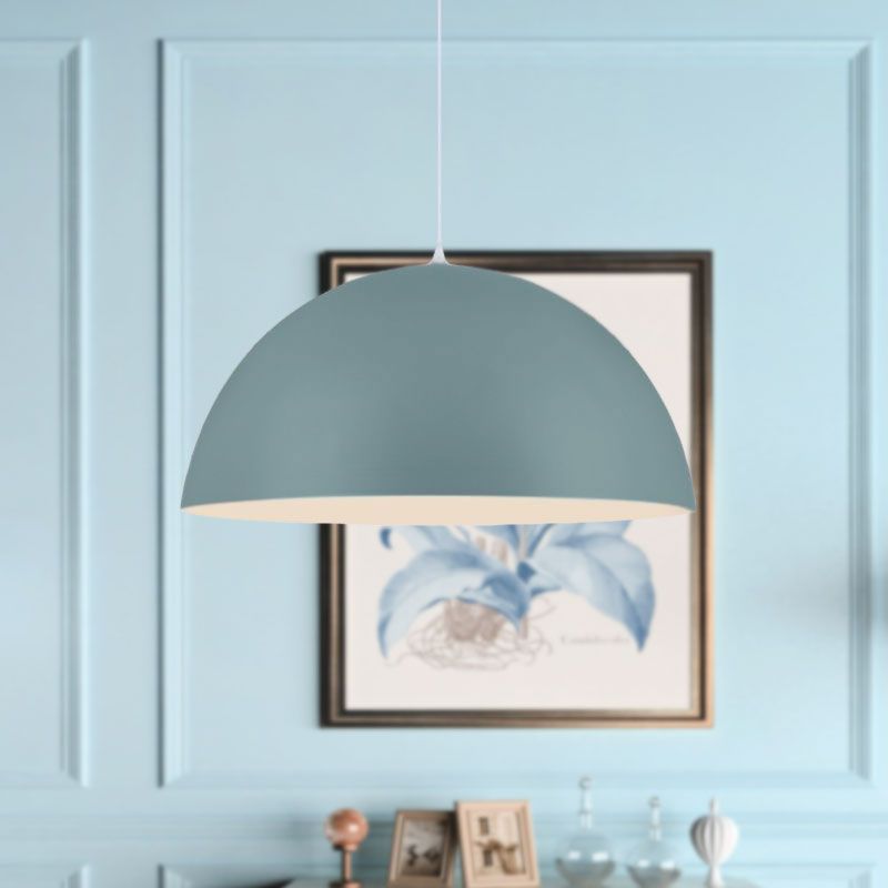 Nordic Style Bowl Pendant Lighting 1 Light Aluminum Suspended Light in Pink/Yellow for Living Room