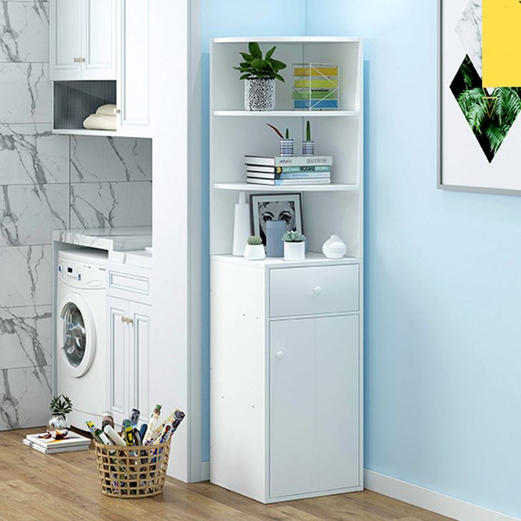 Contemporary White Water Resistant Cabinet with Drawers Corner Cabinet