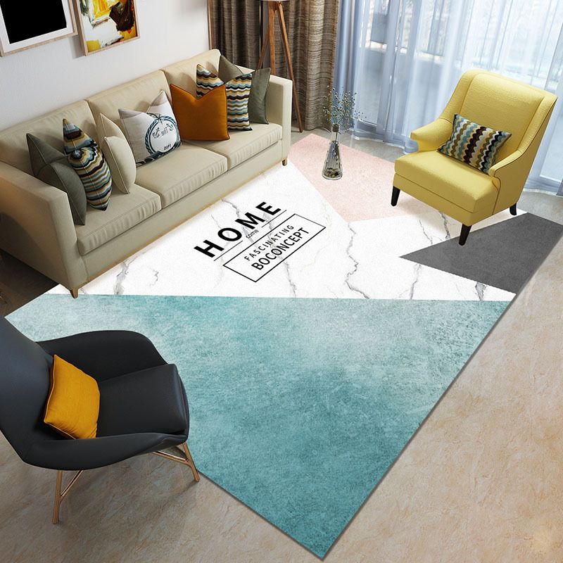 Funky Color Blocking Geometric Rug Multi Colored Nordic Rug Polypropylene Non-Slip Backing Pet Friendly Washable Rug for Room