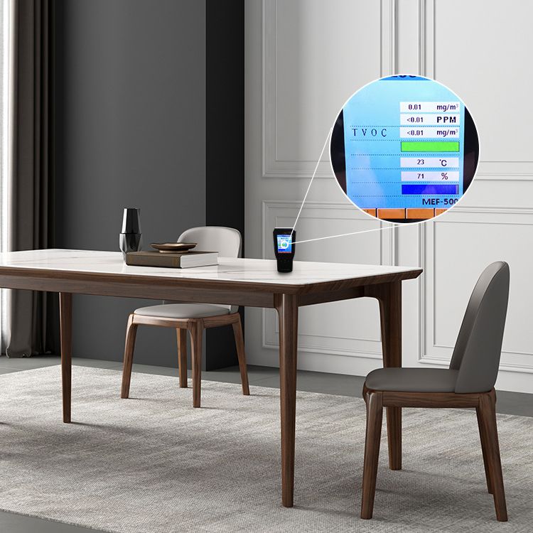 Mesa de comedor con tapa de piedra, mesa de comedor rectangular de cocina con 4 patas de madera