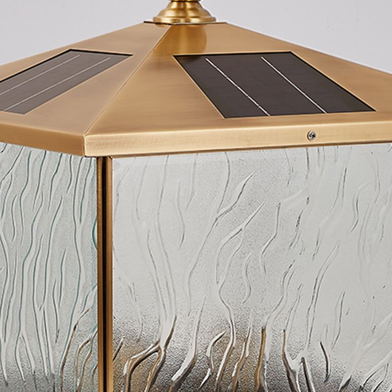 Square Shape Pillar Lamp Modern Brass Outdoor Waterproof Light