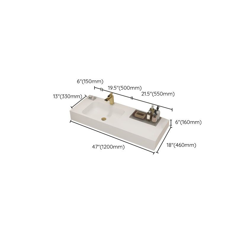 Modern Undermount Bathroom Sink Rectangular Pop-Up Drain Wash Stand without Faucet