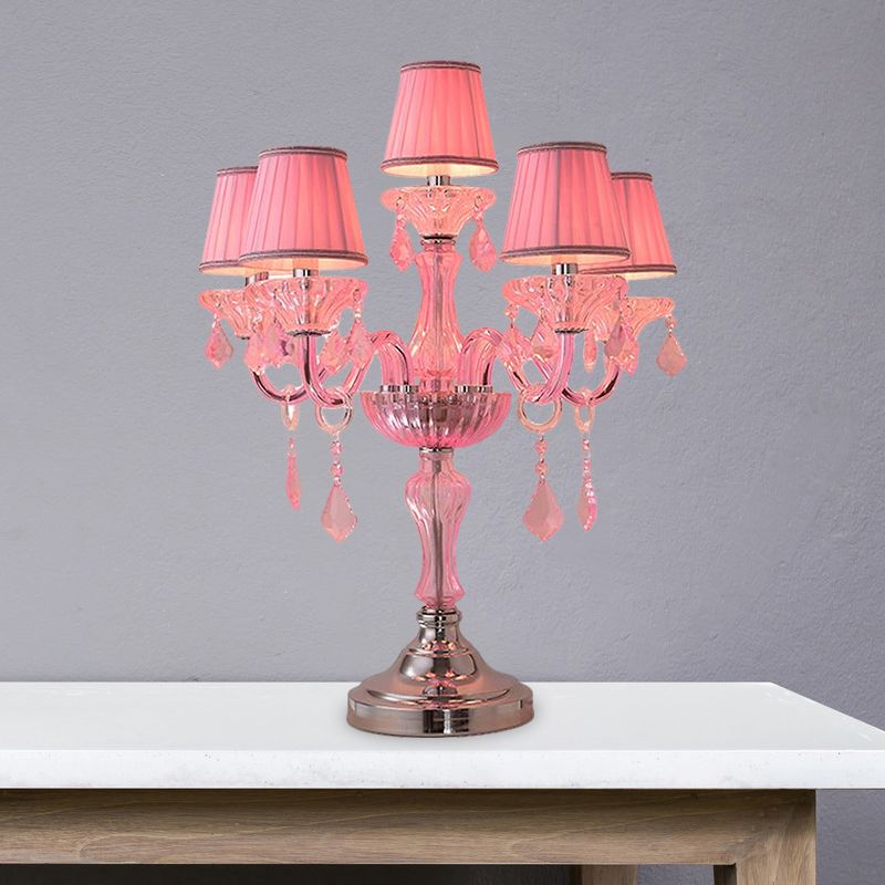 Table à coucher de bougies Lumières Crystal Spears traditionnelles 5/6/7 Bulbes de nuit rose LAMPE DE NEULLE