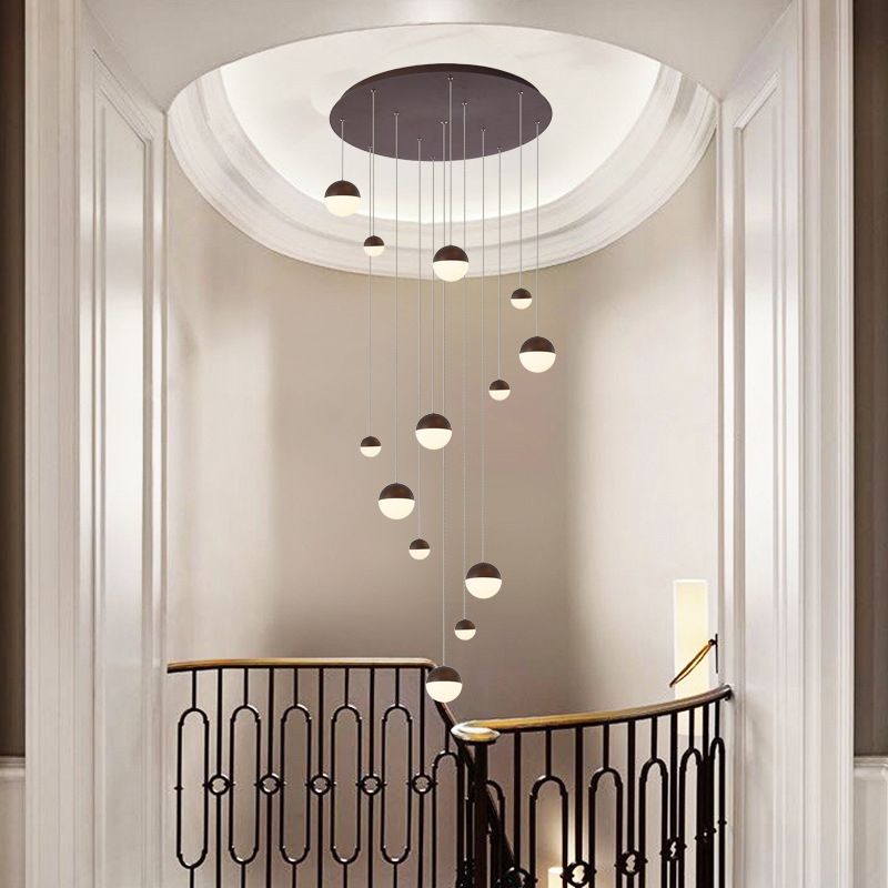 Modern Ball Shape Pendant Glass Multiple Hanging Ceiling Light for Spiral Stair