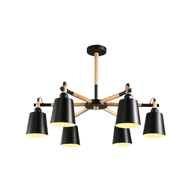 Nordic Tapered Shade Hanging Lights Metal 6 Lights Hanging Light Fixture for Bedroom