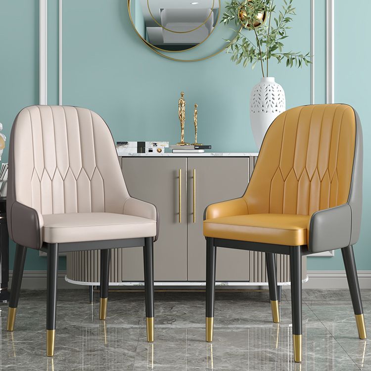 Scandinavian Style Metal Dining Chair Dining Room Upholstered Parsons Armless Chair