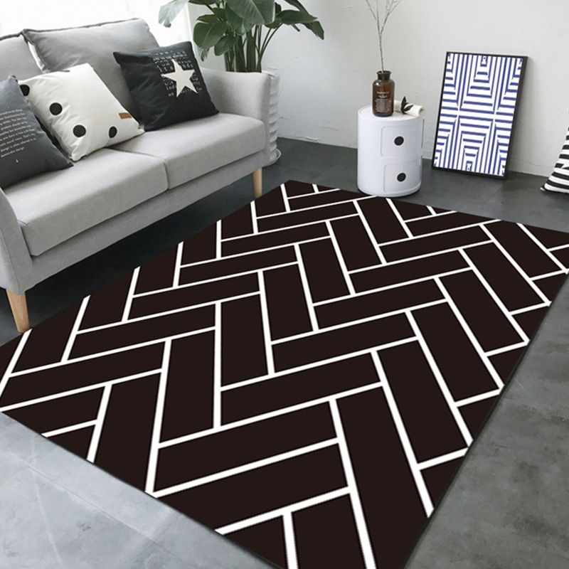 Simple Living Room Rug Multi Color Geometric Print Indoor Rug Non-Slip Backing Pet Friendly Area Carpet