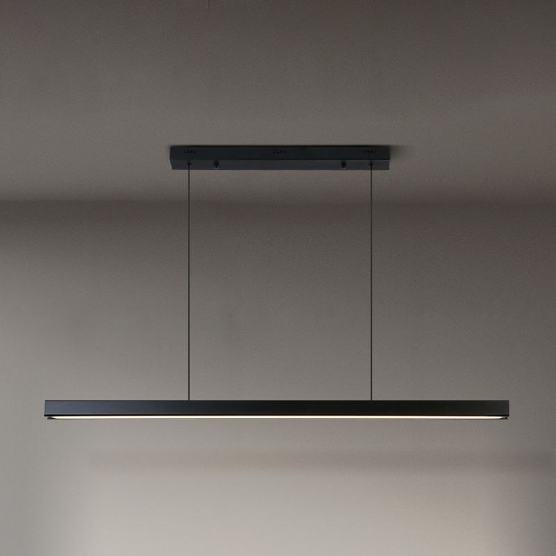 Simple Shape Hanging Island Light Modern Chandelier Light Fixture in Black for Dining Room