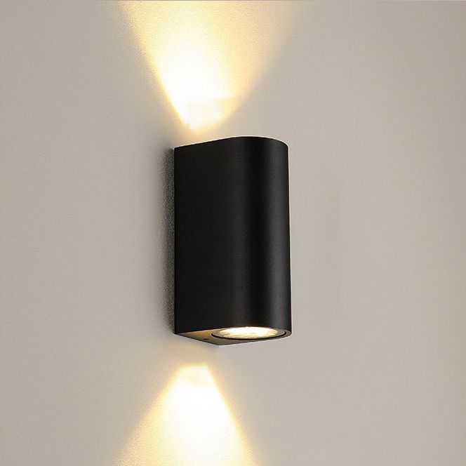 Geometric Shade Wall Lighting Modern Style Metal 2 Lights Sconce Lamp in Black