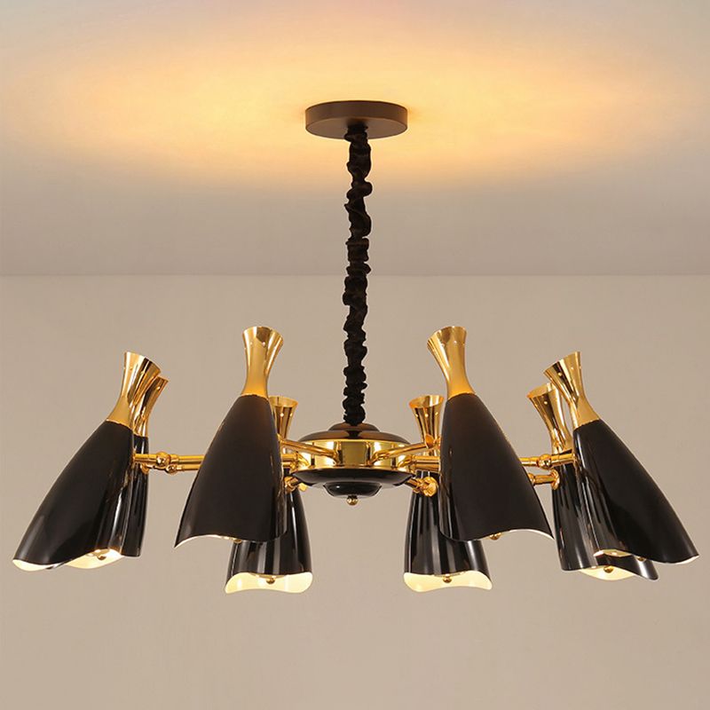 Trompeta negra colgante colgante de la lámpara de metal contemporánea accesorio de iluminación