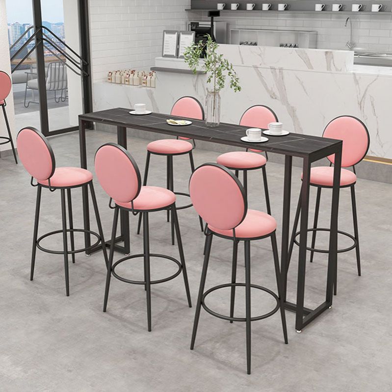 Industrial Rectangle Top Counter Table Marble Top 42-inch Height Bar Table