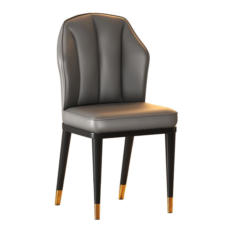 Sillas sin brazos de comedor de metal Glam tapizadas sillas de cuero para restaurante