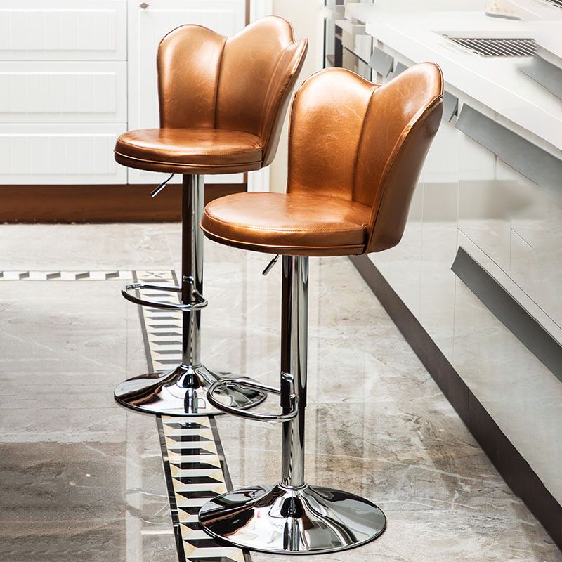Adjustable Height Upholstered Counter Stools Scandinavian Bar Stools with Chrome Base