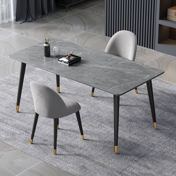 Mesa de comedor de piedra rectangular glamorosa mesa de acabado mate con 4 patas