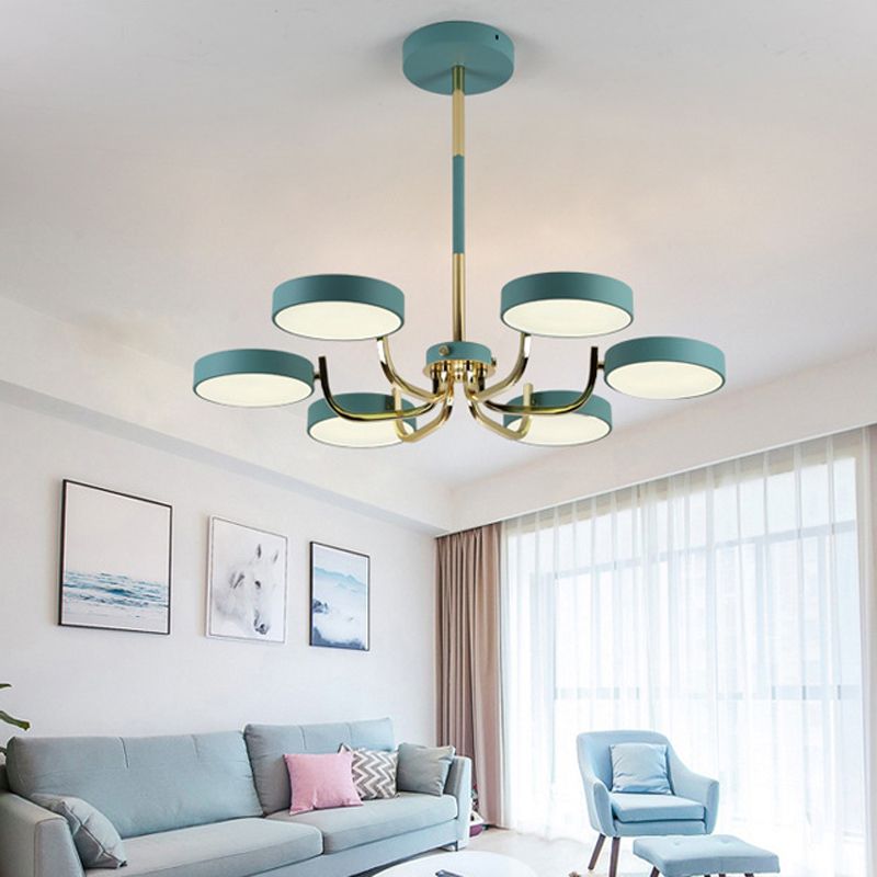 Scandinave Round Hanging Chandelier acrylique 6 lumières suspendues suspendus pour le salon